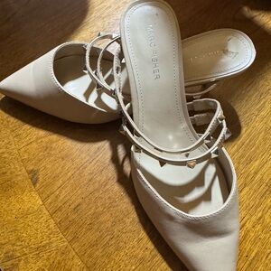 Marc Fisher Cream Studded Pointed Mules